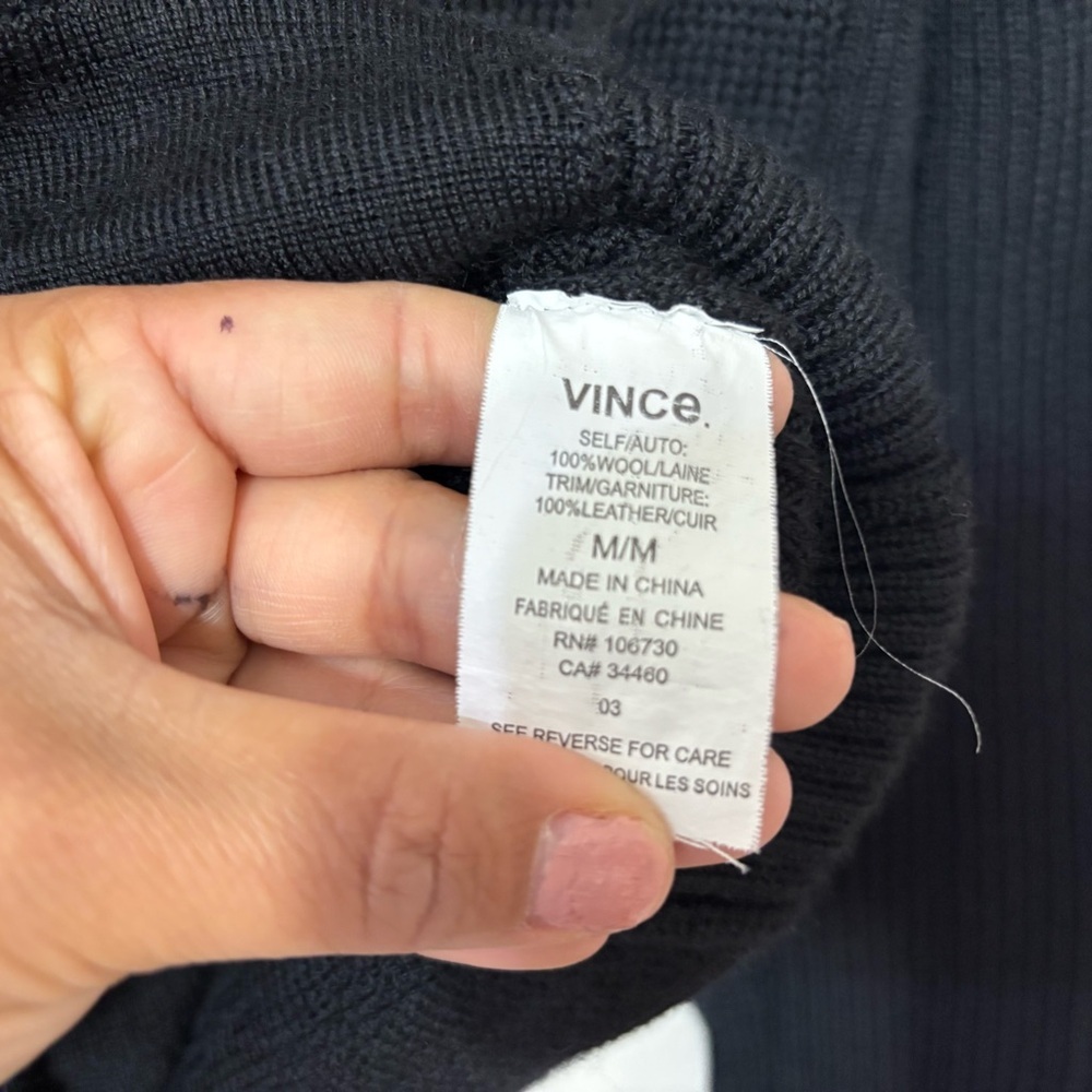 Vince Black Wool Asymmetrical Moto Jacket Zip Front Minimalist Size M - Picture 11 of 12
